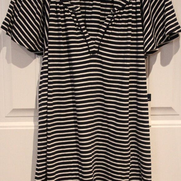 2/$25 🏷 Chaps Black & White Striped Tshirt Size XL BNWT - Picture 2 of 2